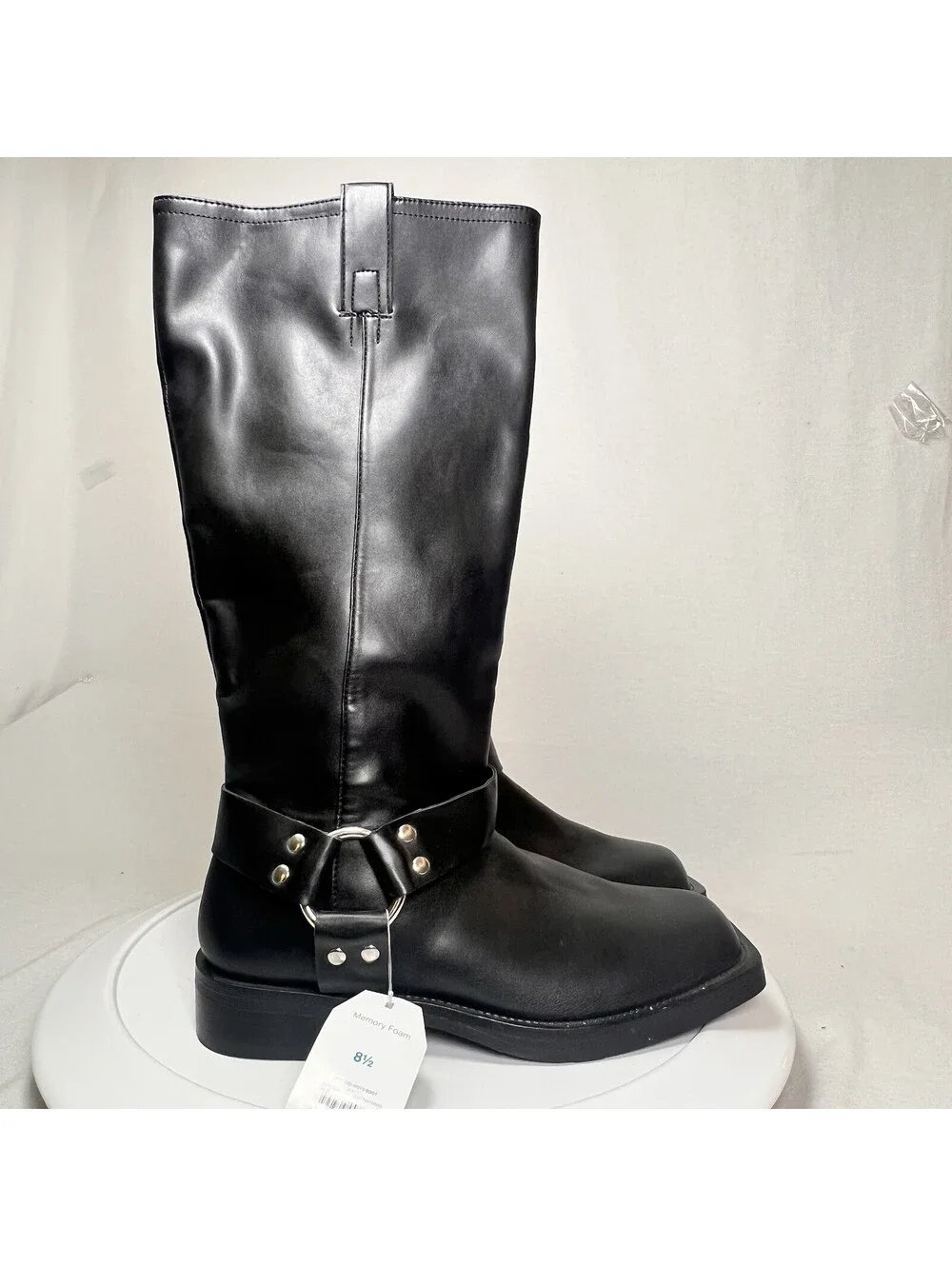 Time and Tru Women’s Faux Leather Tall Moto Harness Boots Size 8.5 New with Tags